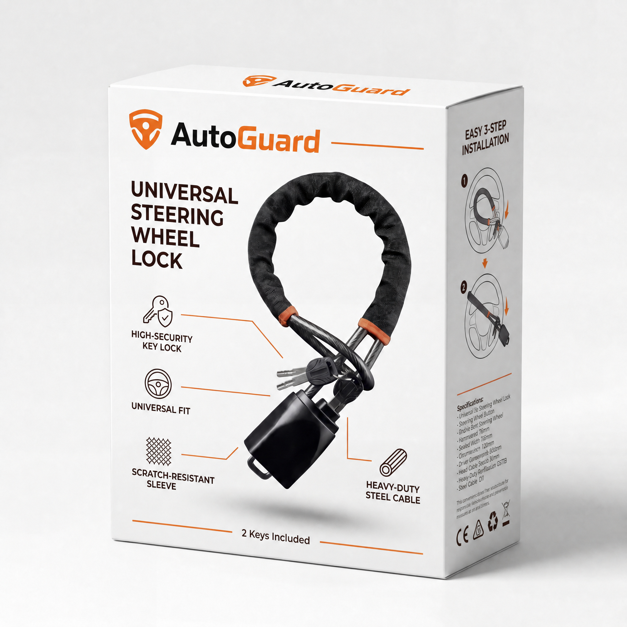AutoGuard Universal Steering Wheel Lock packaging