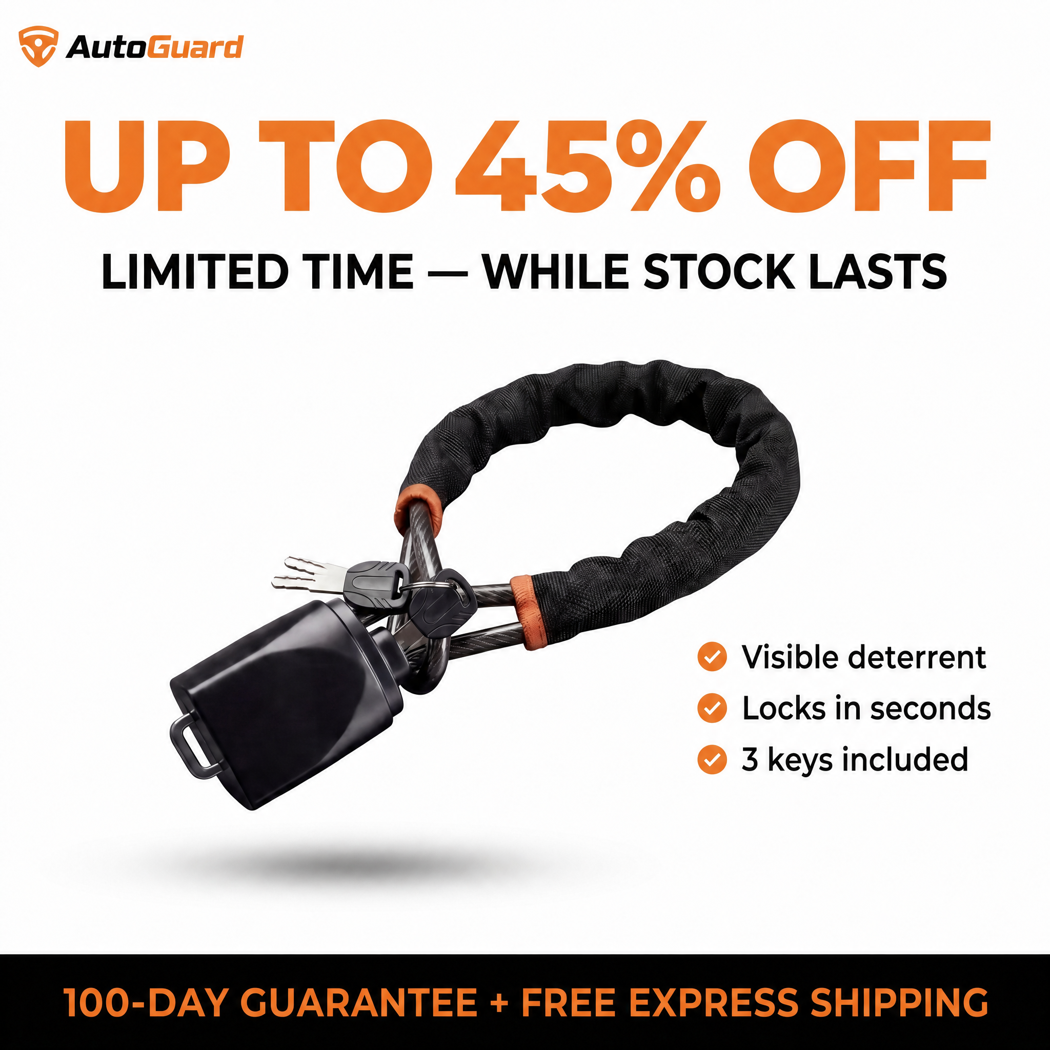 AutoGuard Universal Steering Lock — up to 45% off